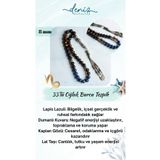 Deniz Doğal Taş Sertifikalı Lapis, Dumanlı Kuvars, K. Gözü, Lal Taşı Dragon Jasper 8 mm 33’lü Oğlak Burcu Tesbih