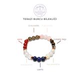 Deniz Elmasları Terazi Burcu Doğal Taş Bileklik 8 mm Küre Kesim | Dumanlı Kuvars, Pembe Kuvars, Akik, Kalsedon, Lapis Lazuli, Akuamarin, Güneş Taşı Burç Bilekliği