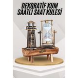 Deniz Feneri Kum Saati Ahşap Görünümlü Vintage Tarz Biblo FRTKGT25DYMUCZEYFELKULELİDENİZFENERİ2