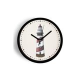 Deniz Feneri Modern Duvar Saati - 25cm - Önü Camlı Siyah Kasa - Sessiz Mekanizma, JH0508S25SKP