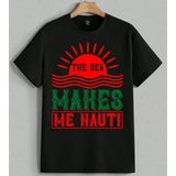 Deniz Gunus Hanes Retro Poster Baskılı Unisex Erkek Kadın Oversize Tişört Siyah