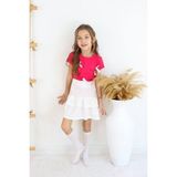 Deniz Home Wear Şıklık Durağı Yazlık Kısa Kollu T-Shirt & Etek 2 Parça Kız Çocuk Etekli Takım - Beyaz - 3 – 4 Yaş