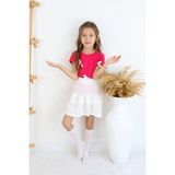 Deniz Home Wear Şıklık Durağı Yazlık Kısa Kollu T-Shirt & Etek 2 Parça Kız Çocuk Etekli Takım - Beyaz - 7 – 8 Yaş