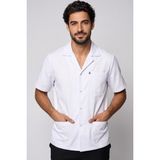 Deniz İş Erkek Gömlek Yaka Kısa Kol Çıtçıtlı Ceket Boy Beyaz Alpaka Kumaş Doktor ve Eczacı Önlüğü