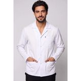 Deniz İş Erkek Gömlek Yaka Uzun Kol Çıtçıtlı Ceket Boy Beyaz Alpaka Kumaş Doktor ve Öğretmen Önlüğü