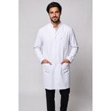 Deniz İş Erkek Hakim Yaka Uzun Kol Uzun Boy Çıtçıtlı Beyaz Alpaka Doktor ve Öğretmen Önlüğü - 2XL