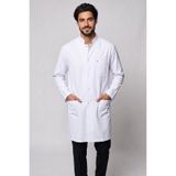 Deniz İş Erkek Hakim Yaka Uzun Kol Uzun Boy Çıtçıtlı Beyaz Alpaka Doktor ve Öğretmen Önlüğü