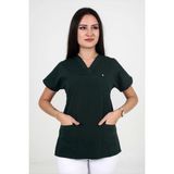 Deniz Iş Kadın Likralı Yarasakol Acı Yeşil Renk Scrubs Teküst - Siyah - 3XL