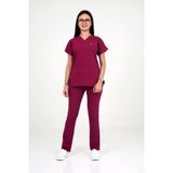 Deniz Iş Kadın Likralı Yarasakol Fuşya Renk Scrubs Takım - 4XL