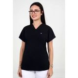 Deniz Iş Kadın Likralı Yarasakol Siyah Renk Scrubs Teküst - XL