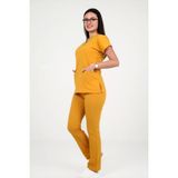 Deniz Iş Kadın Linda Yarasakol Hardal Sarısı Renk Scrubs Takım - Altın - XL