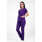 Deniz Iş Kadın Linda Yarasakol Mor Renk Scrubs Takım - 2XL
