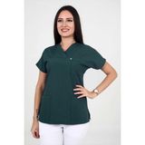 Deniz Iş Kadın Terrycotton Yarasakol Acı Yeşil Renk Scrubs Teküst - 4XL