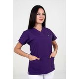 Deniz İş Kadın Terrycotton Yarasakol Mor Renk Scrubs Teküst - 2XS