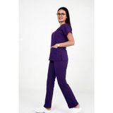 Deniz Iş Kadın Terycotton Yarasa Kol Mor Renk Scrubs Takım - 4XL