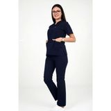 Deniz Iş Kadın Terycotton Zarf Yaka Lacivert Renk Scrubs Takım - 2XL