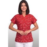 Deniz İş Kadın V Yaka Yarasa Kol Atatürk Imzalı Mavi, Kırmızı, Siyah Terycotton Doktor Scrubs Forma Tek Üst - 4XL