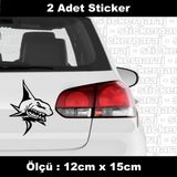 Deniz Jaws Saldirgan Kopek Baligi Sticker 2 Adet - Araba Kask Motosiklet Laptop Tablet Pc Atv Uyumlu Sticker 2 Adet
