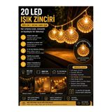 Deniz Kabuğu Led Işık Zinciri 300 Cm 20 Led Sıcak Sarı Işık Dekoratif Ortam Aydınlatması