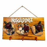 Deniz Kabuklu ve Kaplumbağa Figürlü Ahşap Duvar Anahtarlığı – Hoşgeldiniz Yazılı Dekoratif Askılık, Giriş Holü Kapı Süsü Ev Dekoru.
