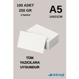 Deniz Karton 100 Adet | A5 Boy 1. Hamur Baskı Kağıdı - 250 Gram - Davetiye Kağıdı - Bijuteri Kartı - 1.Hamur Kağı