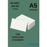 Deniz Karton 50 Adet | A5 Boy 1. Hamur Baskı Kağıdı - 250 Gram - Davetiye Kağıdı - Bijuteri Kartı - 1.Hamur Kağıt