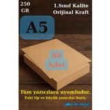 Deniz Karton 60 Adet Orijinal Kraft A5 Boy - 250 gr - Saman Kağıdı - Kraft A5 - Sertifika Kağıdı