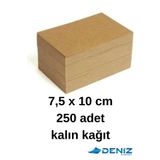 Deniz Karton 7,5 x 10 cm 250 Adet Kraft Not Kağıdı - 1.Kalite Orijinal Kraft - Kalın Kağıt - Blok Not