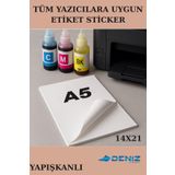 Deniz Karton Yapışkanlı Etiket | A5 Boy 15 Adet - Boş Sticker - Mat - Tüm Yazıcılara Uyumludur - 1.hamur