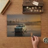 Deniz Kıyısında Nostaljik Araba Tasarımı 240 Parça Ahşap Puzzle Ahşap Kutuda MP04048