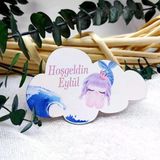 Deniz Kızı Baskılı Bulut Ahşap Magnet Hediyelik Bebek Şekeri(25 Adet)