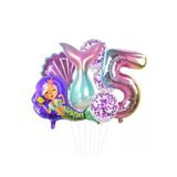 Deniz Kızı Kuyruğu Deniz Kabuğu Gökkuşağı Rakam Balon Pullu Şeffaf Balonlu Deniz Kızı Konsepti, 4541212121445