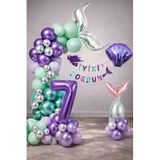 Deniz Kızı Temalı 7 Yaş Doğum Günü Balon Süsleme Seti – Mor Lila Parti Dekorasyon Seti