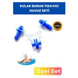 Deniz Kulak Burun Tıkayıcı Havuz Seti Gürültü Azaltan Su Bloke Eden Silikon Yüzücü Su Geçirmez