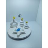 Deniz Kuzey Design Karamel Kokulu Deniz Yıldızı Mum - Taş Tozu Saksılı Hediyelik Dekoratif 5' Li Set - Beyaz - 1