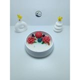 Deniz Kuzey Design Karamel Latte Kokulu Kaktüs Bahçesi Mum - Büyük Boy Taş Tozu Saksı - Beyaz - 1