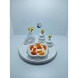 Deniz Kuzey Design Özel Tasarım 5'li Ev Dekorasyon Seti - Mandalina Mum & Minimalist Beyaz Taş Tozu Vazolar - Mandalina Kokulu - 1
