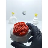 Deniz Kuzey Design Özel Tasarım Karamel Latte Kokulu Gül Mum - Modern Taş Tozu Saksılı Hediyelik Dekoratif Mum - 1
