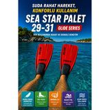 Deniz Paleti 29-31 Numara Yüzme Paleti Snorkel Dalış Rahat Esnek Hafif Tatil Paleti Seti Kırmızı Siyah