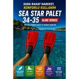 Deniz Paleti 34-35 Numara Yüzme Paleti Snorkel Dalış Rahat Esnek Hafif Tatil Paleti Seti Kırmızı Siyah