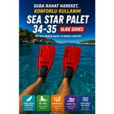 Deniz Paleti 34-35 Numara Yüzme Paleti Snorkel Dalış Rahat Esnek Hafif Tatil Paleti Seti Kırmızı Siyah