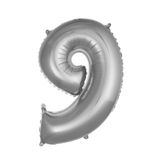 Deniz Parti Süsleri 9 Rakam Gümüş Folyo Balon 100 Cm