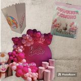 Deniz Parti Süsleri Barbie zincir balon set PASTEL FUŞYA MAKARON PEMBE,İYİ Kİ DOĞDUN YAZI MISIR KUTUSU HEDİYELİ