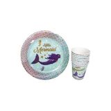 Deniz Parti Süsleri Deniz Kızı Doğum Günü Seti Tabak Bardak 24 Kişilik