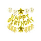 Deniz Parti Süsleri Happy Birthday Gold Harf Folyo Balon Set