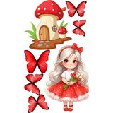 Deniz Parti Yenilebilir Şekerli Kağıt Baskısı Cupcake ve Pasta Resim Baskı Kelebek ve Kız Temalı 62