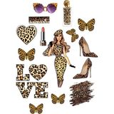 Deniz Parti Yenilebilir Şekerli Kağıt Baskısı Cupcake ve Pasta Resim Baskı Leopar Kadın Temalı 06