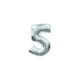Deniz Party Store 16 inç 40 cm 5 Rakamı Gümüş Folyo Balon