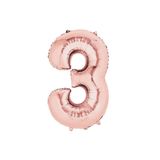 Deniz Party Store-16" Inç 40 Cm Folyo Balon Rose Gold 3 Rakamı