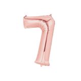 Deniz Party Store-16 "inç 40 Cm Folyo Balon Rose Gold 7 Rakamı